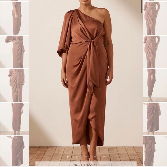 Shona Joy Tie front one shoulder midi dress - Picture 2 of 8